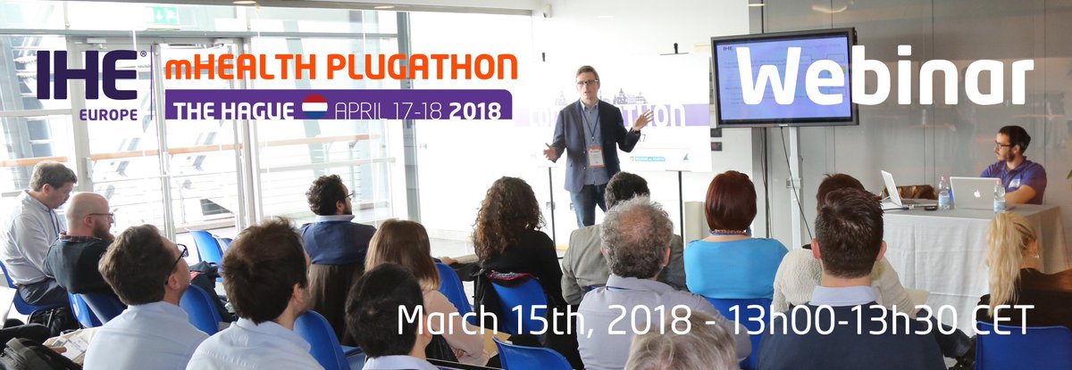 IHE_Europe's tweet image. Learn more about next @IHE_Europe mHealth Plugathon
Informative Webinar: Thursday March 15th, 2018 - 13.00-13.30 CET global.gotomeeting.com/join/881634861