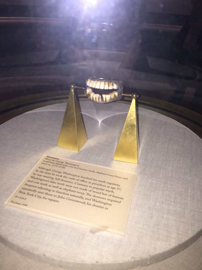MsMabery's tweet photo. Wind chills in the teens at Mount Vernon! Had to get a picture of his teeth! Actually made out of human and cow teeth and elephant ivory NOT wood. https://t.co/aLuynMuubU