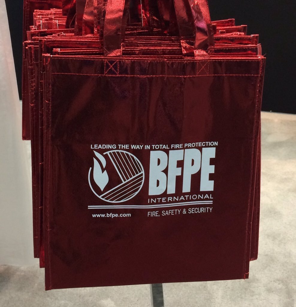 BFPE_INTL's tweet photo. The Red “Sparkly” Bags are back and the countdown is on! #NFMT18 starts one week from today! See #BFPE at booth 2214. Talk Total Fire Protection and pick up your bag! See you soon! #TeamBFPE https://t.co/6acR1RNZMF