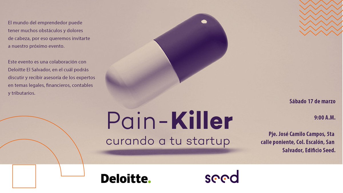 seed_sv's tweet photo. Te traemos un evento en el cual podrás solventar tus dudas e inquietudes en temas: legales, contables, financieros y tributarios con los mejores expertos de @Deloitte El Salvador. 

Tenemos 30 cupos disponibles. Esperamos tu confirmación a info@seedsv.com para reservar tu cupo. https://t.co/TlYEoFmp9R