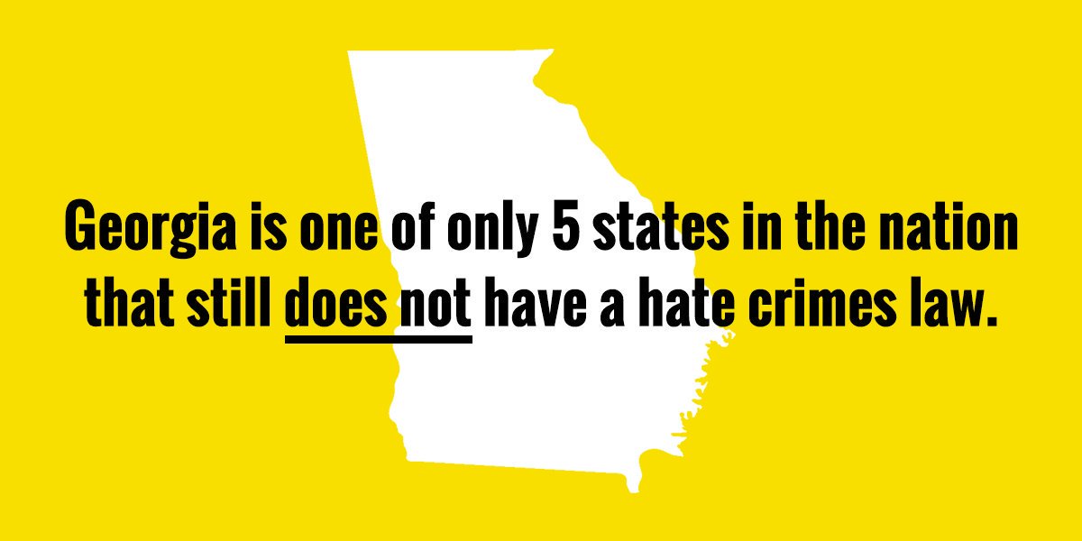 HateFreeGeorgia's tweet photo. Georgia is so close to having a hate crimes law. Contact your state rep and tell them you support #SB373! #HateFreeGA #GAPol https://t.co/QMLU9IqdCE