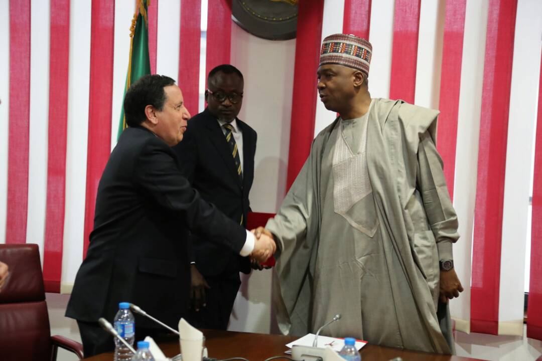 SP8thNGRSenate's tweet photo. “We must be able to find how we can make Africa the destination point for investment by making the environment more conducive. By doing this, we can tap into the potential of our youth population.” -President of the Senate, Dr. Abubakar Bukola Saraki to Tunisian Foreign Minister https://t.co/sPOgqHKPa2