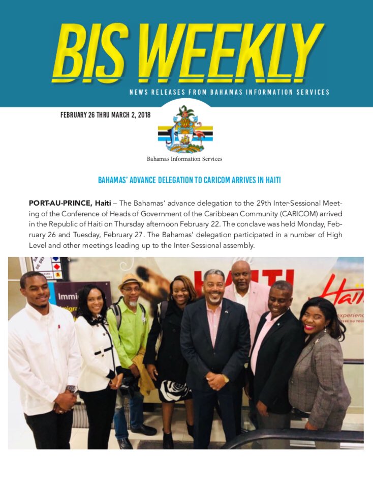 bisbahamas's tweet image. 🇧🇸‼️BIS WEEKLY‼️🇧🇸
Bahamas Information Services presents its first copy of BIS Weekly, a regular news re-cap of events and activities of the Government of The Bahamas, documented by our writers and photographers

#BIS #OfficialSource