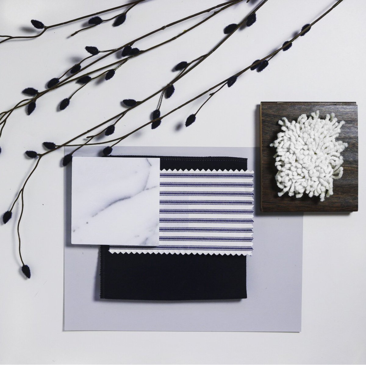 HarringtonDecor's tweet photo. Winter inspired cool tone palette. ❄️ #coolpalette #carrara #whitemarble #handscraped #hardwood #bluestripes #wool #shagcarpet #winterpalette #cooltones #darkblue #coolgrey #interiordecorating #interiordesign #interiorinspiration #harringtoninteriors https://t.co/HU7g3Rh85p