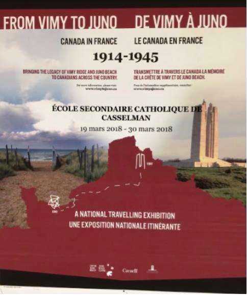 Exposition itinérante « De Vimy à Juno » à l’ESCC (ESC de Casselman)  bit.ly/2pb45F1