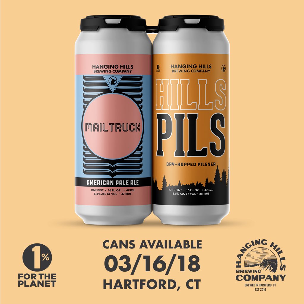 HHillsBeer's tweet photo. We worked with @SteveRaboin to tweak Hills Pils and give Mail Truck a permanent, c&amp;d proof label. Hope y'all dig. Fresh batches of both available on Friday. #fresh #Pils #Pale #CTCraft #bitches https://t.co/FHElfiasuY