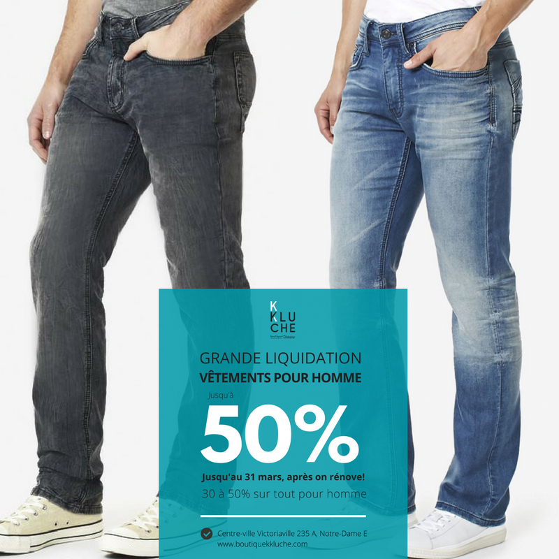KKluche's tweet photo. C'est le début de notre liquidation pré-rénos!! 
Tout pour homme à 50% ou presque
Vêtements automne / hiver / printemps et été oui oui

Nos marques: Buffalo Jeans, Mavi Jeans, Minimum Clothing, Avive et plus...

#menclothing #bigsale #salemenclothing #menclothing #kkluche https://t.co/EaCxWjXwWq