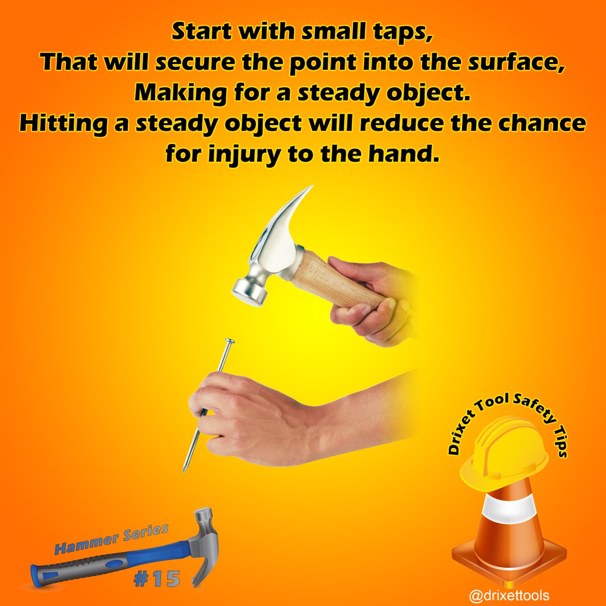 DrixetTools's tweet photo. start with #small #taps, that will #secure the #point into the #Surface , making for a #steady #object. #hitting a steady object will #reduce the #chance for #injury to the #hand. https://t.co/i7WSGLsv6x