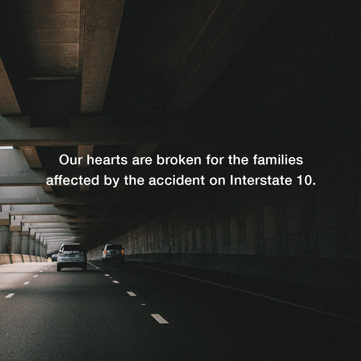We are simply devastated over this tragedy. Jesus, we seek you in this moment–be close to the discouraged and wounded, and heal the brokeness in this situation, amen. We are partnering with <a href="/coastalchurchal/">Coastal Church</a> in their efforts to host those affected by the accident.