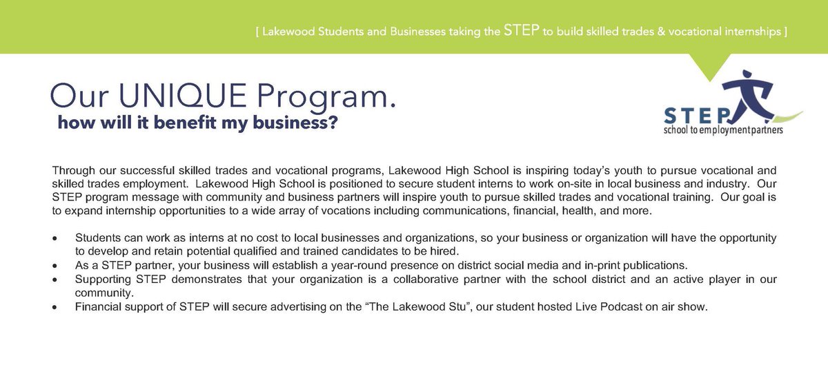 LakewoodSupe's tweet photo. #Lakewood is enhancing student pathways to employment by #STEP-ing up #collaborating with #industry to increase student options, develop skills and #buildtalent in our young people. STEP=School to Employment Partners. @bmattson751 @IoniaSentStand @LSJNews @LWVikings @JulieCalley https://t.co/rvf2AOhFRI