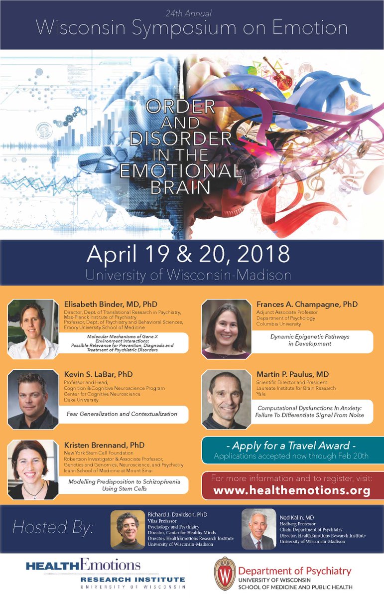 HealthEmotions Research Institute (@wi_symposiumemo) on Twitter photo 24th annual #SymposiumOnEmotion April 19-20, 2018 <a href="/WisconsinUnion/">Wisconsin Union</a> <a href="/UWMadison/">UW–Madison</a> - Led by experts in affective neuroscience! Register at healthemotions.org 24th annual #SymposiumOnEmotion April 19-20, 2018 <a href="/WisconsinUnion/">Wisconsin Union</a> <a href="/UWMadison/">UW–Madison</a> - Led by experts in affective neuroscience! Register at healthemotions.org