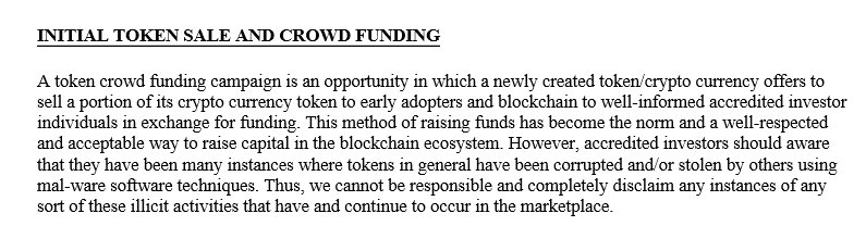 DistributedLwyr's tweet photo. An #ICO is when "a newly created token/crypto currency offers to sell a portion of its crypto currency token to early adopters and blockchain to well-informed accredited investor individuals in exchange for funding"
#NotHowThisWorks #ICOS1 #LawyersAreWorthIt https://t.co/VOVCIoFjuY