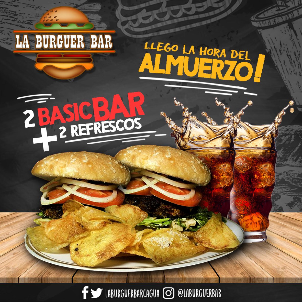 laburguerbar's tweet photo. Llego la #HoraDelAlmuerzo con el #ComboDelDia, 2 BasicBar más 2 refrescos ya listas y servidas para que te deleites y disgustes de su sabor.
#BuenProvecho #2BasicBar #2Refrescos #ComidaRapida https://t.co/wr8SCKOB9A