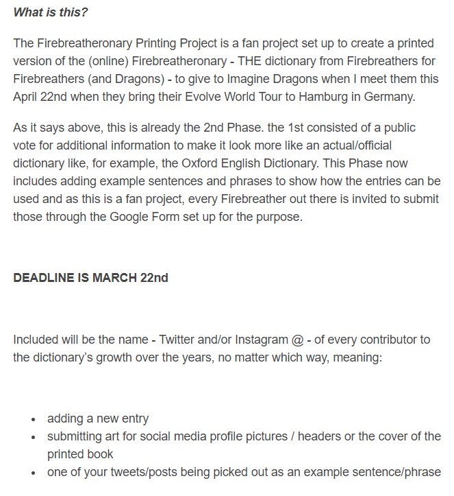 Firebreathonary's tweet photo. +++ 9 DAYS LEFT TO SUBMIT +++

#FirebreatheronaryPrintingProject Phase 2:

https://t.co/6FOnnAqQum

Any questions? Never fear! I'm here (or on @DragonBlumae) to answer every single one of them! https://t.co/Q1PhZCUpZH
