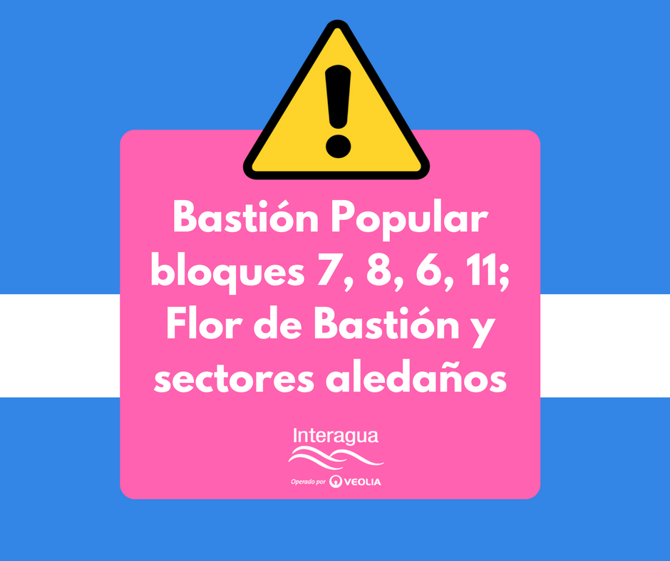 interagua's tweet photo. ⚠️ En estos momentos nuestro personal técnico se encuentra verificando una fuga para proceder a la reparación.

Sectores afectados son:  Bastión Popular, Flor de Bastión y aledaños.
🔔 Estaremos notificando el tiempo estimado de los trabajos (aprox de 4 a 5 horas). https://t.co/bYvApVHuZq