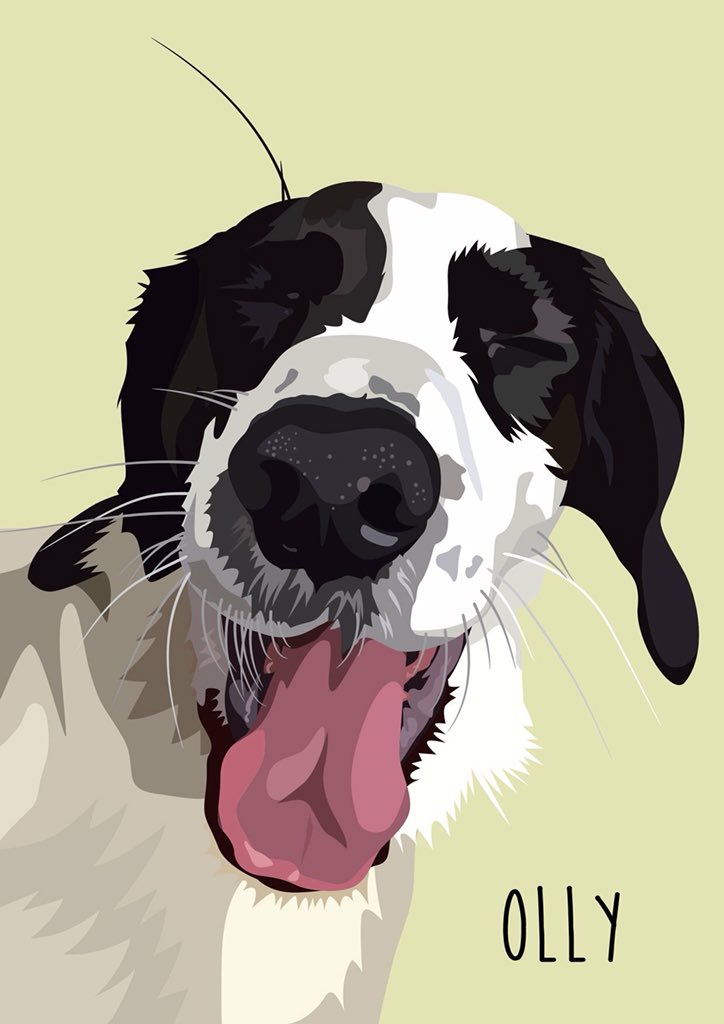 Olly dog is one happy pooch! Illustrated pet portraits from your photos 🐾