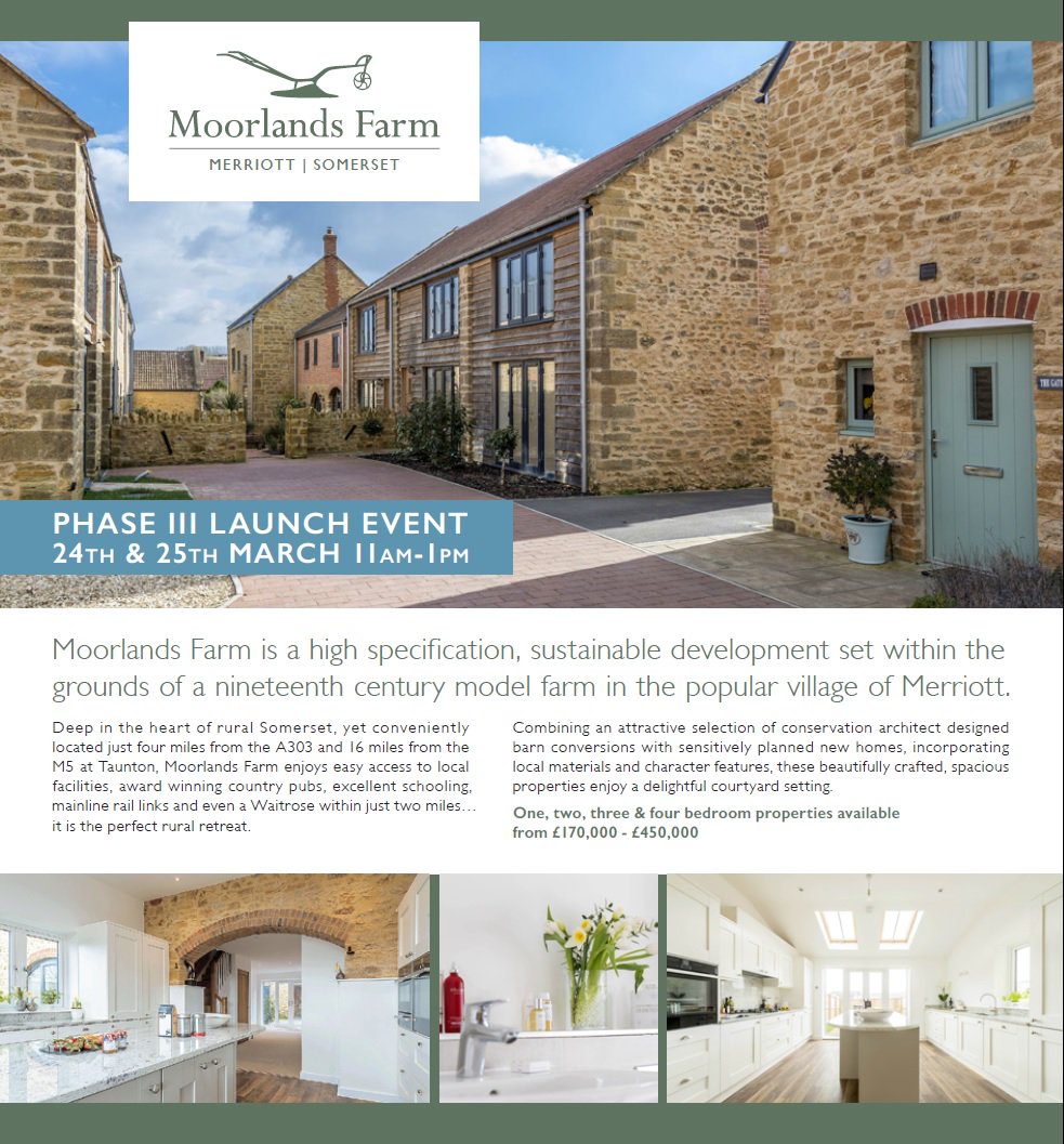 Hum_SomandWilts's tweet photo. Phase III Launch Event 24th &amp; 25th March 11am - 1pm
Moorlands Farm is a high specification sustainable development set within the grounds of a ninteenth century model farm. 1, 2, 3 &amp; 4 bedroom properties available  £170,000 - £450,000 #humberts #newhomes #barnconversions https://t.co/l7Ulxr10JD