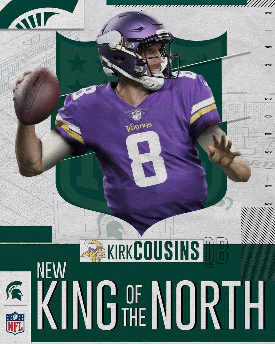 MSU_Football's tweet image. There’s a new king of the NFC North! Congratulations @KirkCousins8! #SKOL #GoGreen #SpartansInTheNFL