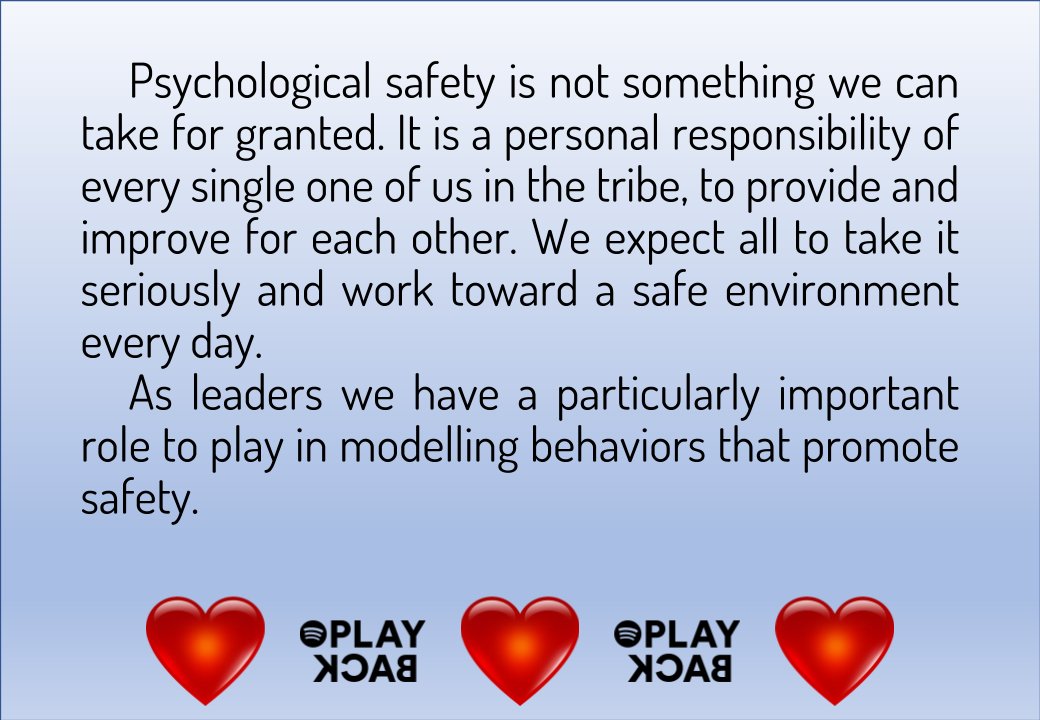 mfloryan's tweet photo. Together with the amazing @NativeWired and @Morgsterious we have created a statement about Psychological Safety in our tribe.
This is only meant as a reminder since what really matters is how we all behave. https://t.co/KMt1dd3rlW