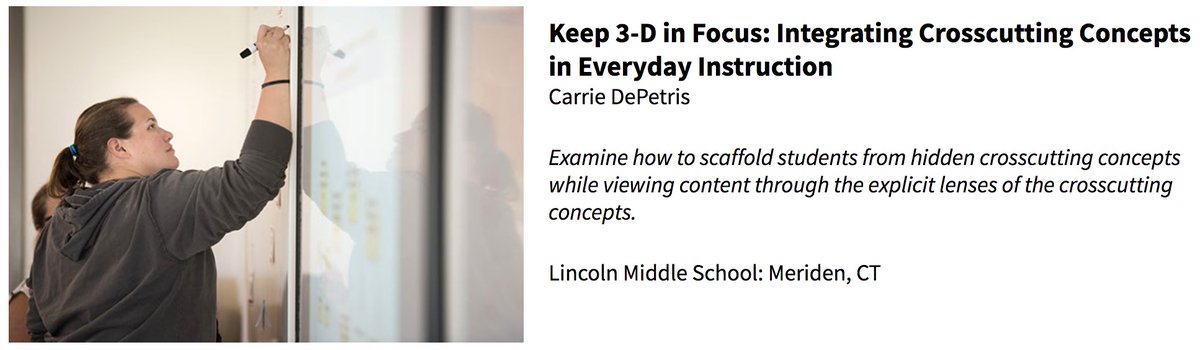 Come see <a href="/CarrieDePetris/">Carrie De</a>

Thursday, March 15th
12:30-1:30 
C209 Georgia World Congress Center

Keeping 3-D in Focus: Integrating Crosscutting Concept into Everyday Instruction

#NSTA2018 #NSTA #QUeSTLCFellow