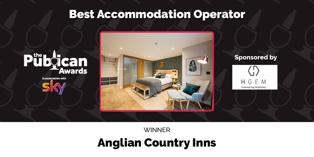 The Best Accommodation Operator award sponsored by <a href="/HGEM_/">HGEM</a> goes to... <a href="/acinns/">Anglian Country Inns</a>! #PublicanAwards