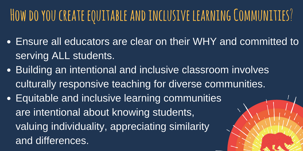 CATeacherSummit's tweet photo. At our last #BetterTogetherCA Twitter chat, Ts shared ideas for creating #equitible and #inclusive classrooms! Check out how they said they do it: https://t.co/CJDjxj2VQH