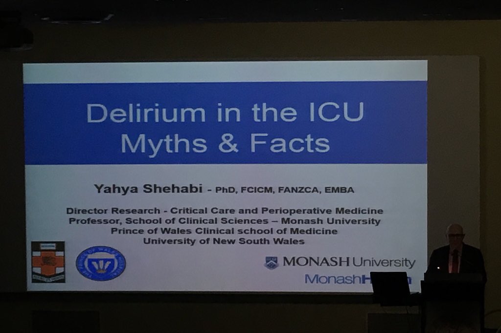 Professor Yahya Shehabi 

ICU delirium, myths and facts

Myth: screening is difficult and time consuming.  
<a href="/SEastSydHealth/">SESLHD</a>
#WDAD2018