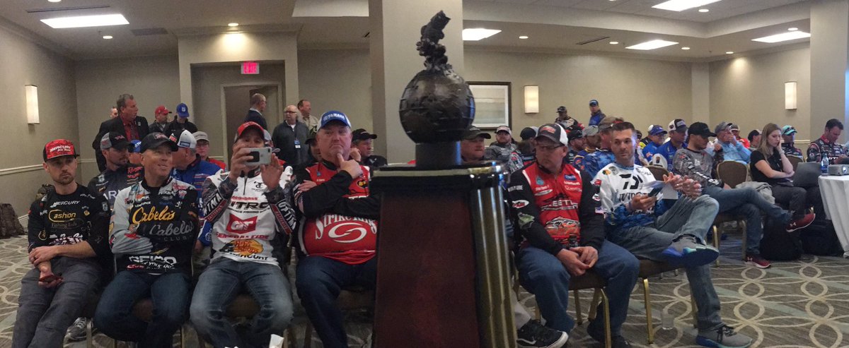 DaveMercer's tweet photo. At the @BASS_nation #BassmasterClassic official angler meeting. Who is going to own that trophy Sunday night? https://t.co/nsoaSvbB8k