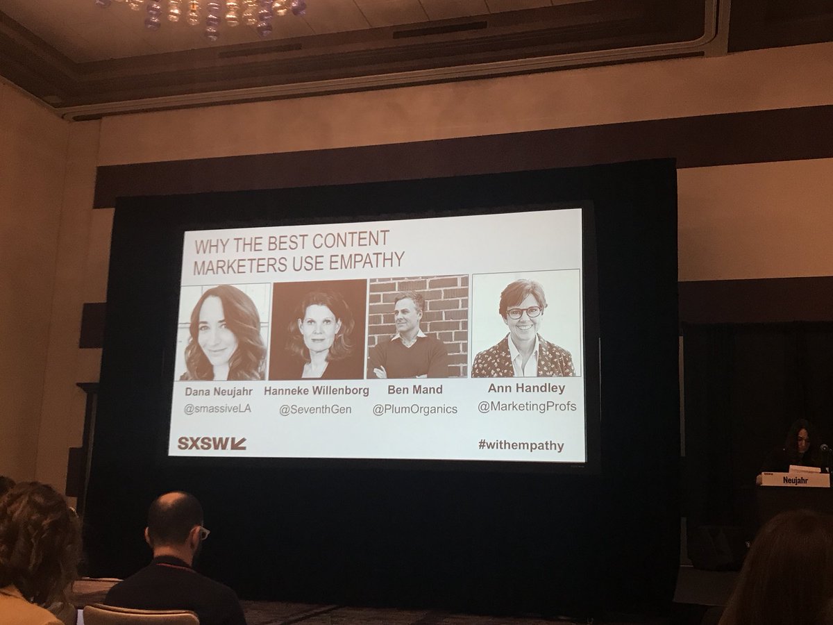 aheubanks's tweet photo. Great session on marketing #withempathy at #SXSW with @SeventhGen, @PlumOrganics, @smassiveLA and @MarketingProfs. So many great examples of businesses using empathy and humor to connect with customers, off to brainstorm and see how we can do the same thing in our B2B space!! https://t.co/WgWoJO2BOu