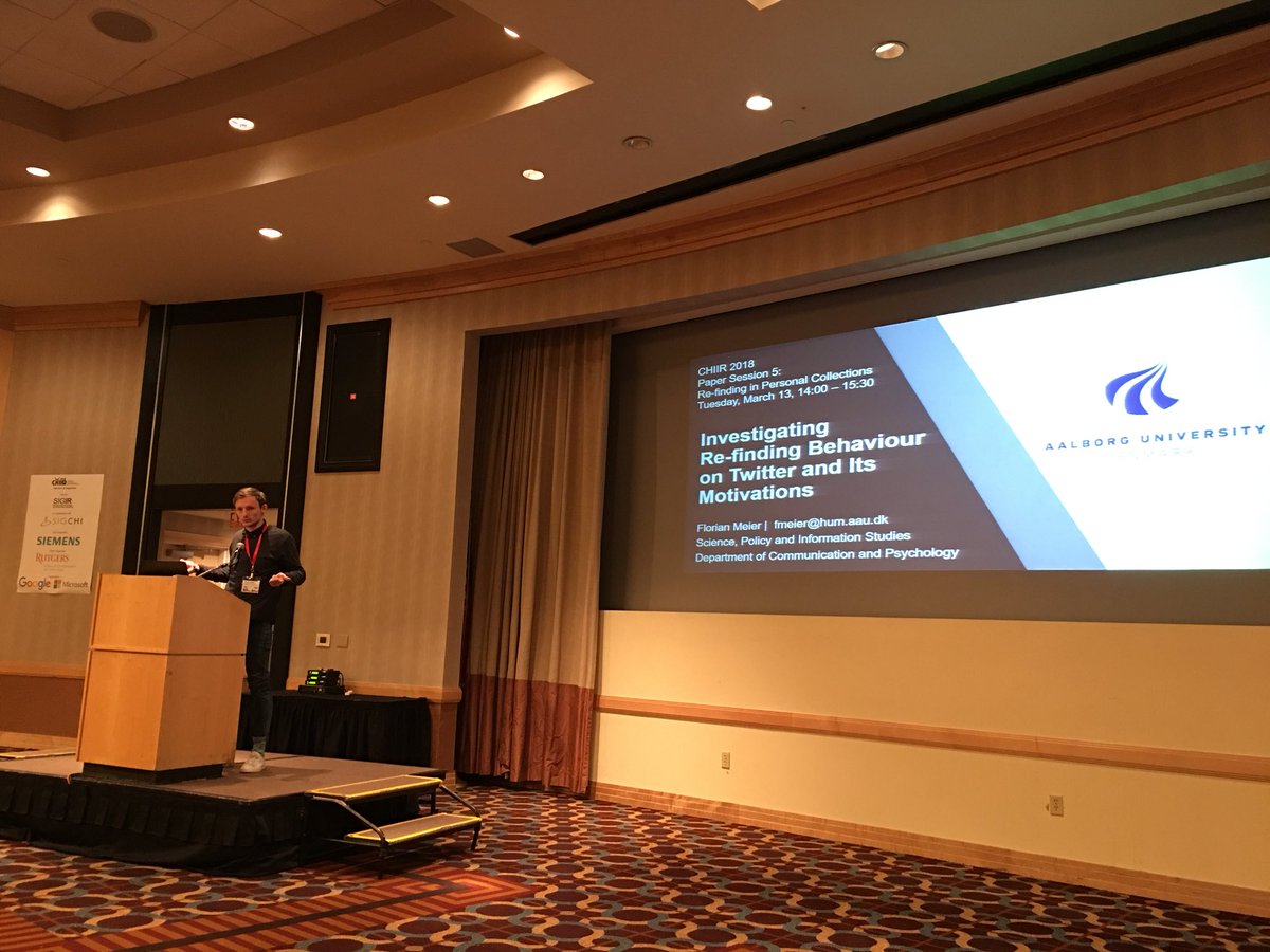 Florian Meier presenting about refinding behavior on Twitter. #chiir2018 <a href="/ACM_CHIIR/">ACM CHIIR 2026</a> <a href="/sigirf/">SIGIR Filter</a>