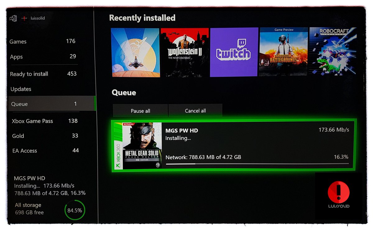 luissolid's tweet photo. Descargando #MetalGearSolid #PeaceWalker en #XboxOne ! #RetroCompatible #Xbox360 @XboxMexico @Xbox_Army #MGSfan #MetalGear #BigBoss https://t.co/7cjYTJscNT