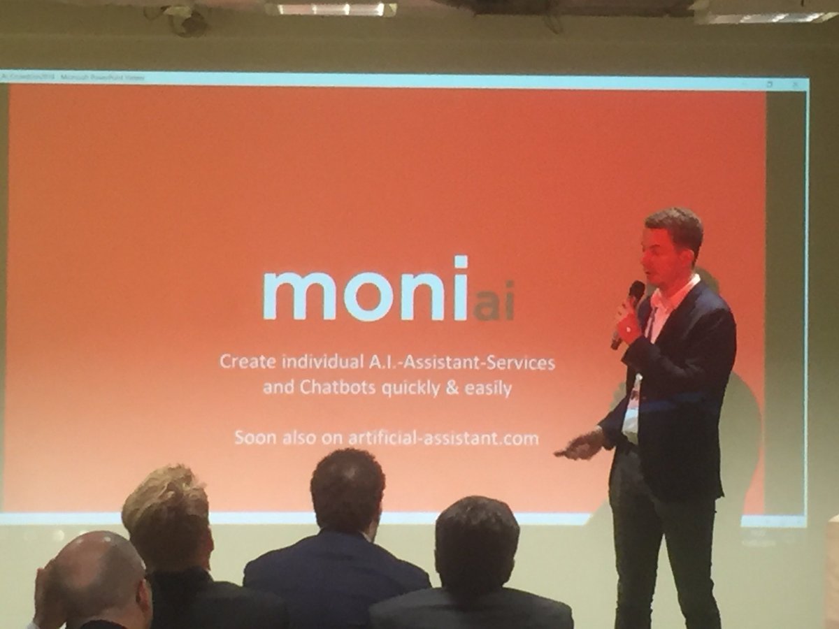 alexmendelson87's tweet photo. MoniAI pitching at #crowdcon hosted by @TechQuartier
#hackathon winner. Create #chatbots, new #ai skills and sell them on their own #marketplace. #Whitelabel, #Alexaskills, #prototyping w/o dev skills through intent prediction, making it superior to #alexa
#intentprediction #ai https://t.co/bvDcGY5Fu1