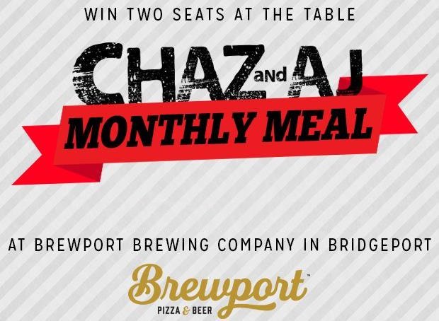 Listen to <a href="/ChazandAJ/">Chaz</a> for your chance to join them for their next #MonthlyMeal at @BrewportCT! #WhateverRocks
