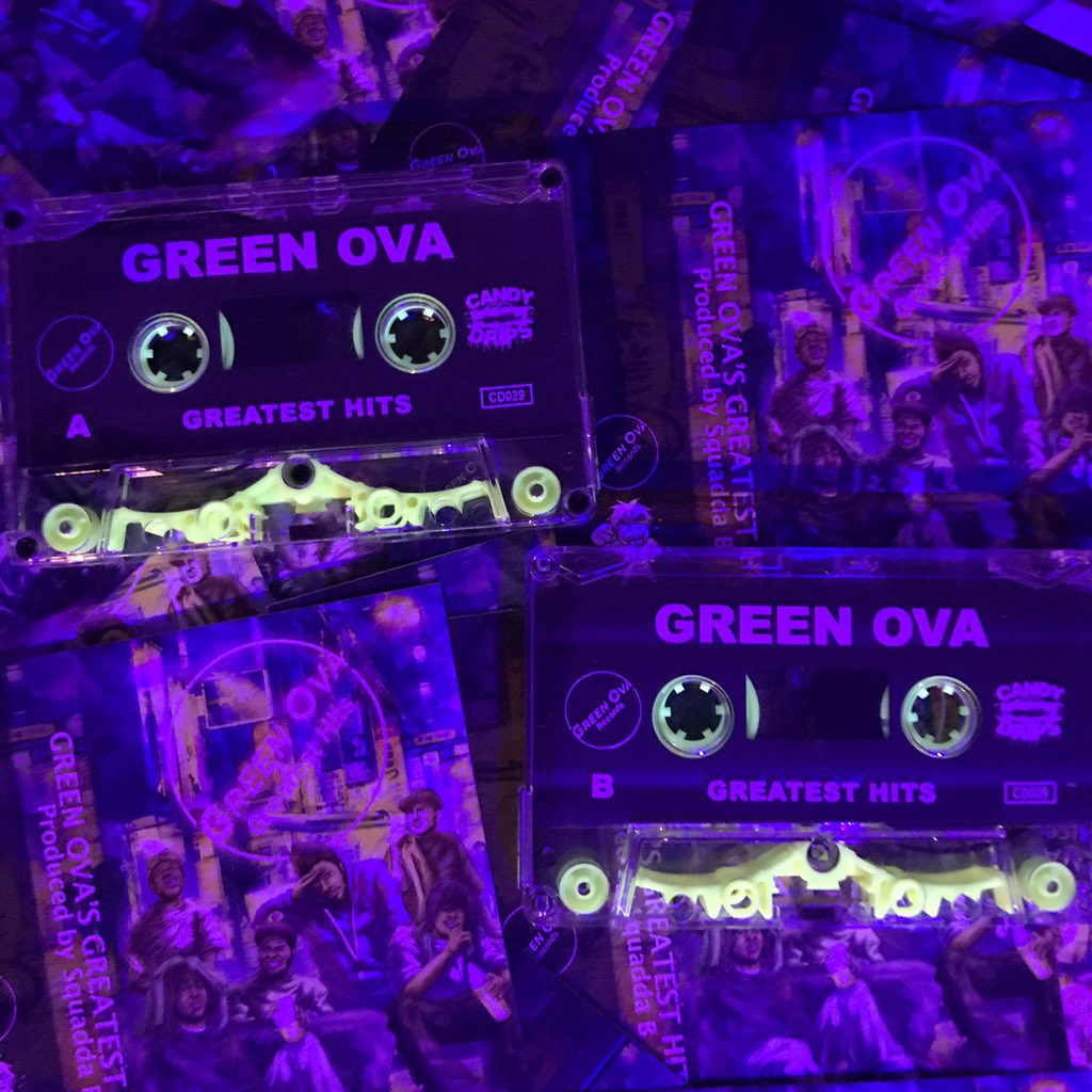 One more tape in our online shop ! 

Green Ova - Greatest Hits , produced by. <a href="/SquaddaB/">S Q U A D D A B</a> ... 

and side B is the rarest instrumental  mix ever released by the legend Squadda B ... lotta love for this crew and their immense talents! 

Candydrips.bigcartel.com