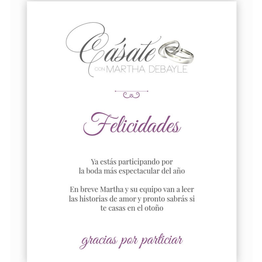 Karmedbio's tweet photo. ¡Esperamos ser los afortunados!  #CásateConMarthaDebayle 💙 @marthadebayle https://t.co/U8ch3trXYF