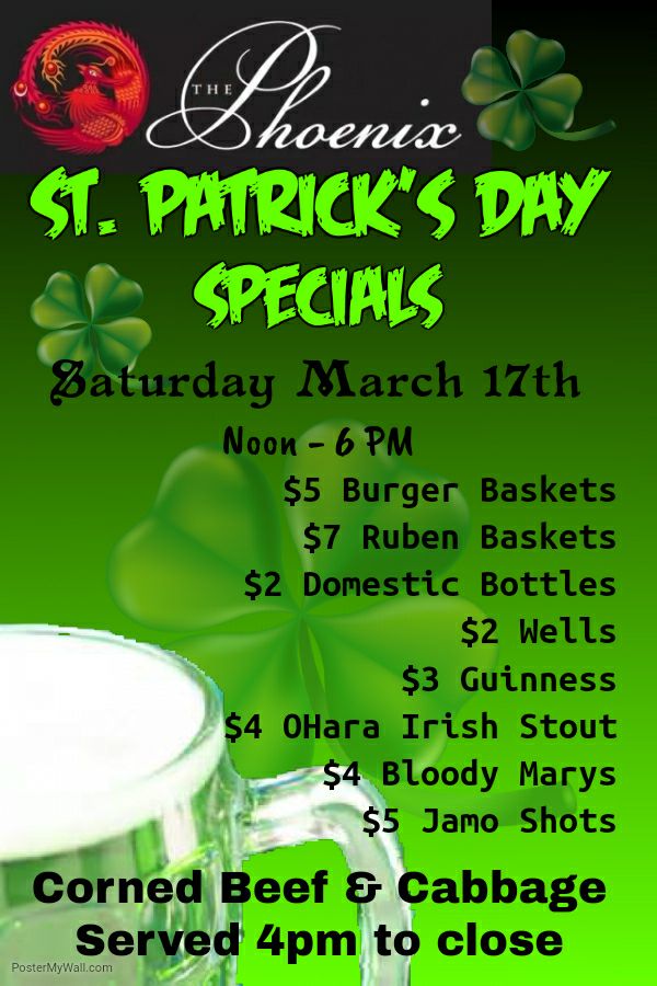ThePhoenixQC's tweet photo. #saturday #StPatricksDay #drinks #Food #ruben #Irish #Beers #specials #burger #Davenport @DtownDport https://t.co/4KvHrFcpRR