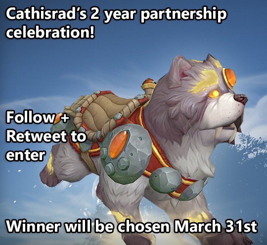 Cathisrad's tweet photo. To celebrate 2 years of partnership with @Twitch, I will be giving away 1 good boi (Shu-zen mount from the Blizzard Store) on March 31st. Winner will be picked during my 24 hour stream.
Follow + retweet to enter. <3 https://t.co/hcPrvIxD6H