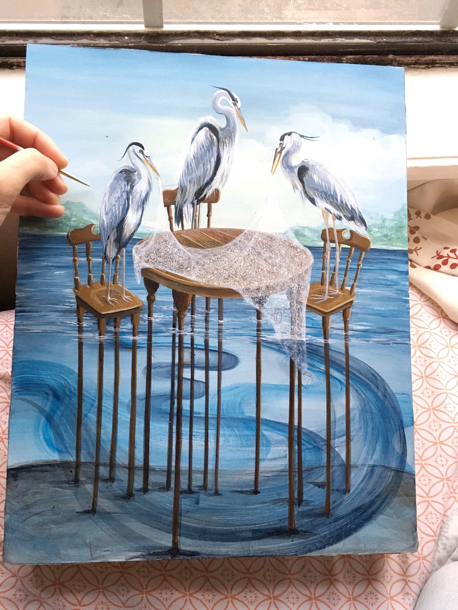 kryandonohue's tweet photo. Added a lace table cloth to my latest painting #progress #acrylicpainting #illustration https://t.co/FC9ILo3s13