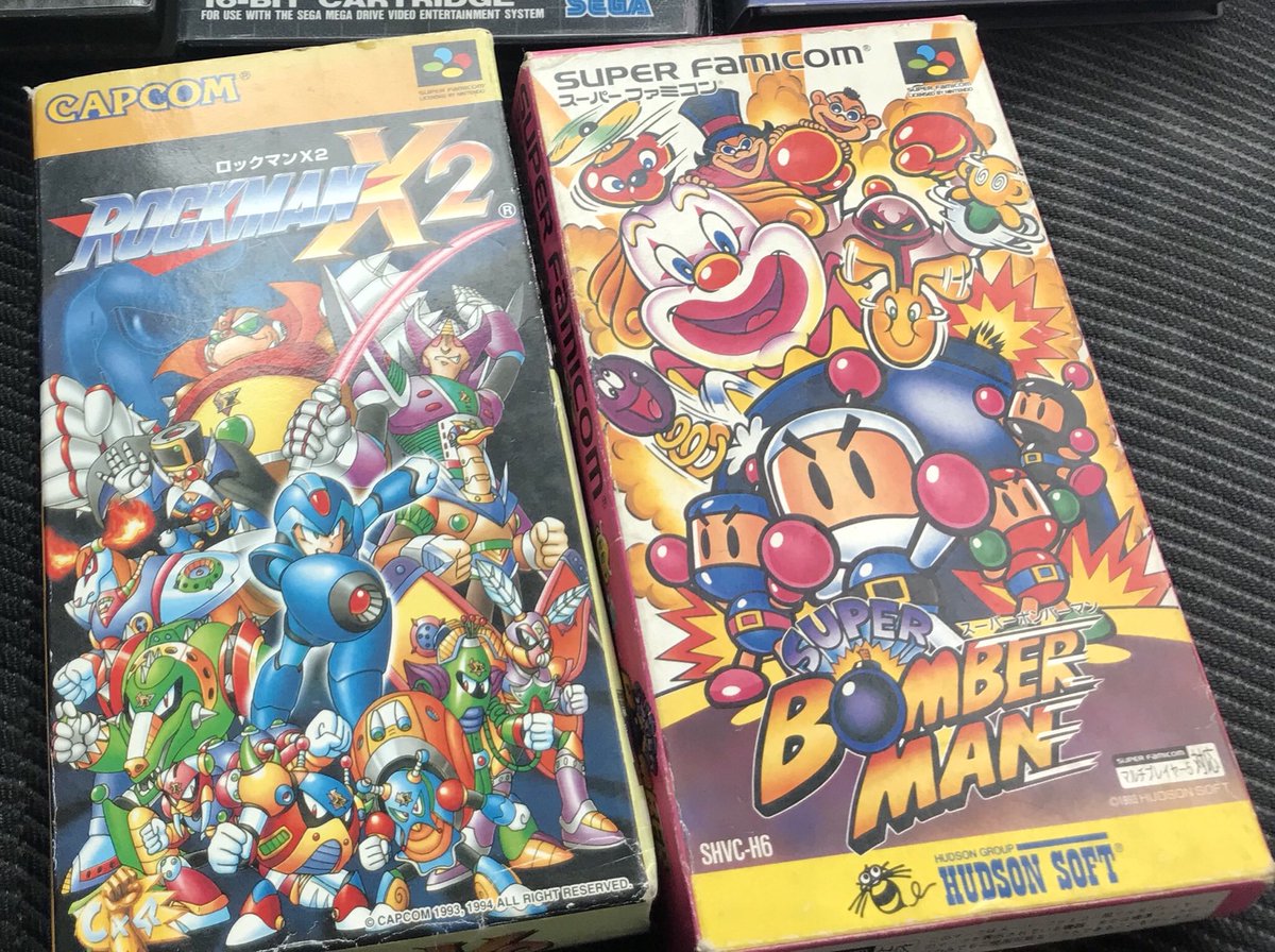 HYFMS_Retro's tweet photo. Our two favourite pick ups from today Rockman X2 and Super Bomberman #rockman #bomberman #superfamicom https://t.co/gzBDYkD0iZ