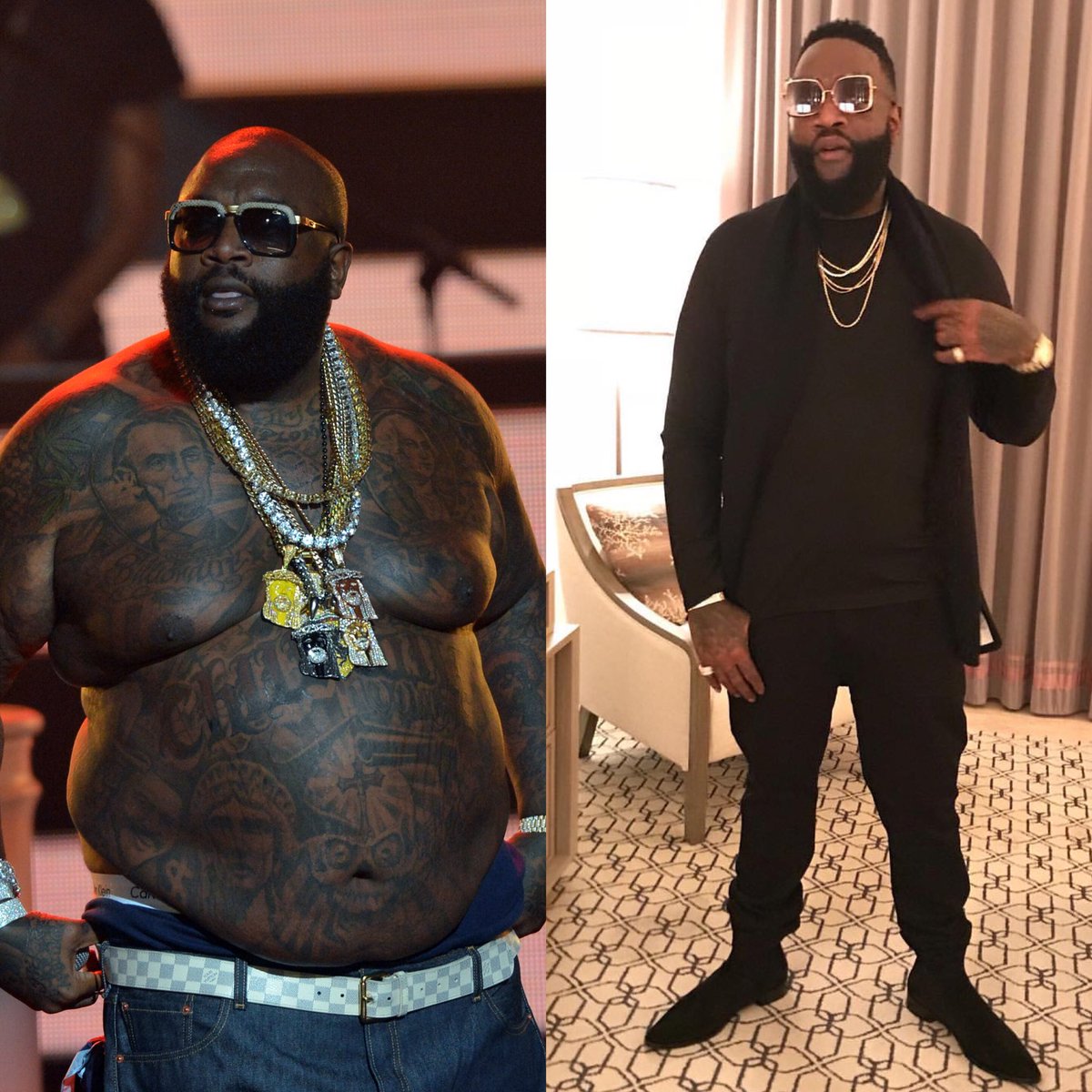 booska_p's tweet photo. Rick Ross 

2012 vs 2018 😱 https://t.co/uxyWrNw5rZ