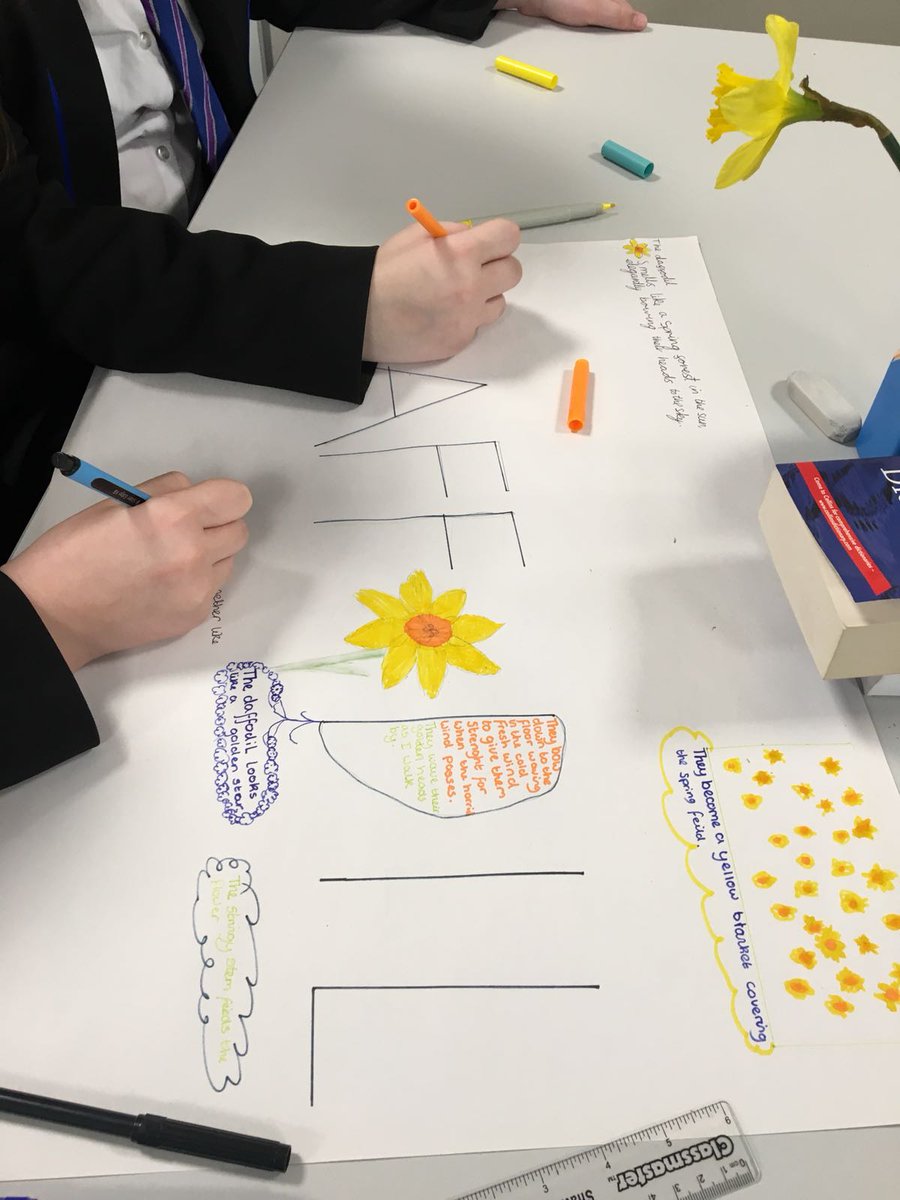 EnglishTPS's tweet photo. Mrs Smith's year seven class have been busy creating their own descriptions of daffodils. #wordsworth#creativeminds https://t.co/kkxL4LgS8U