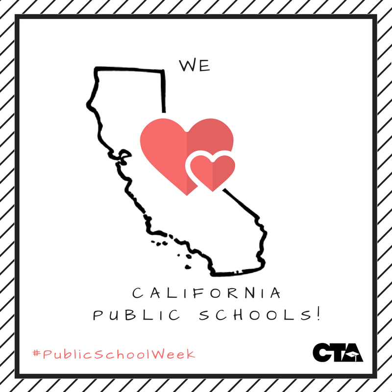 WeAreCTA's tweet photo. RT if you 💕 California public schools! #PublicSchoolsWeek https://t.co/Urvf6jZ22f