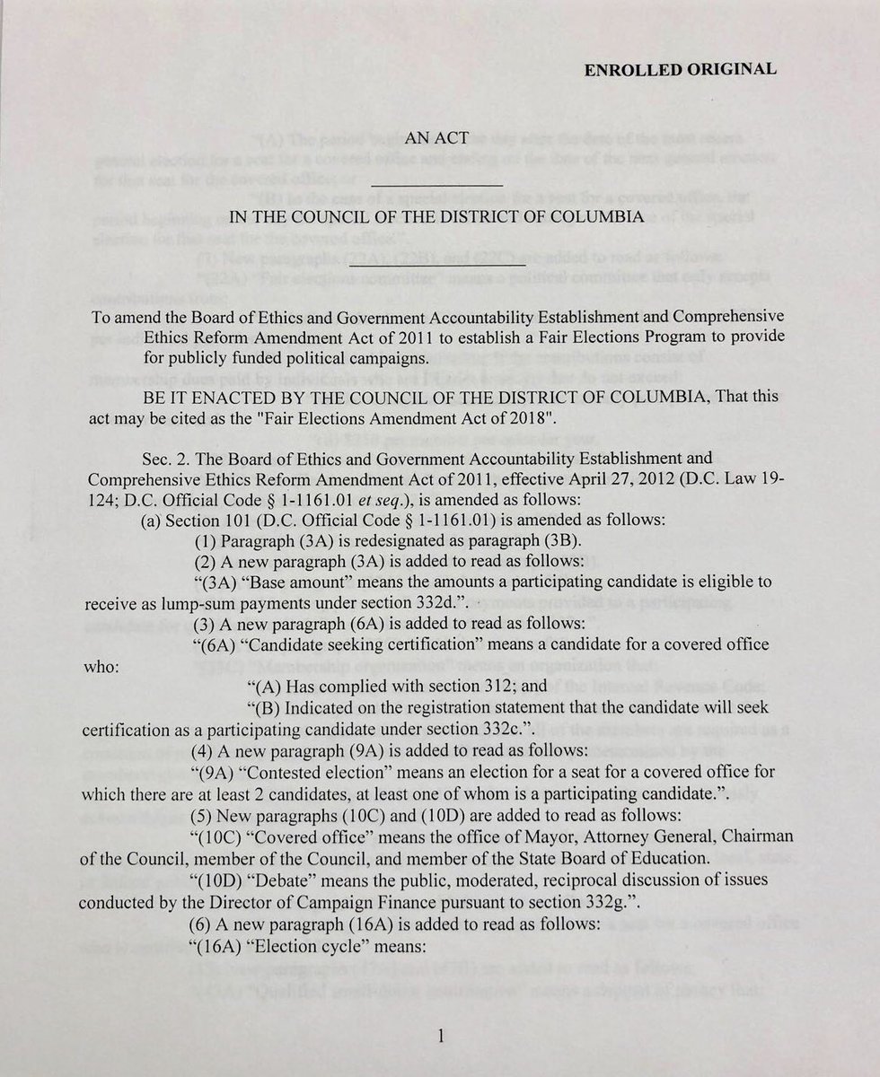 I have signed and will fund the Fair Elections Act.