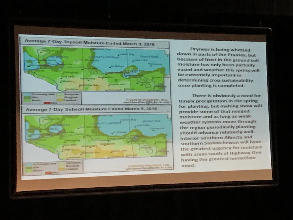 Soil Moisture conditions on Prairies as of March 9, 2018 Drew Lerner #Crop Opportunity WARC
