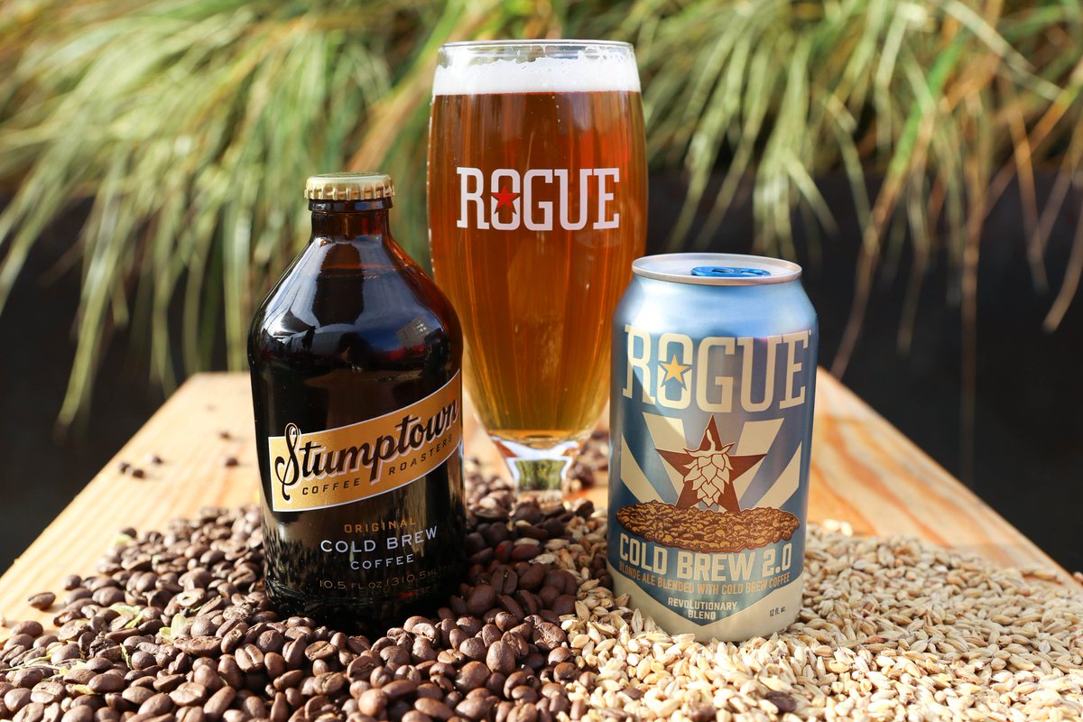 RogueAles's tweet photo. Why choose between cold brew coffee & beer? Try our #ColdBrew2 and #ColdBrewIPA then let us know which is your favorite. Here's how: https://t.co/dadRvQw9Ai https://t.co/bkReciUcDi