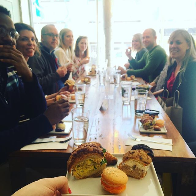 RDUbaton's tweet photo. Stop #3: @lucettegrace Curry chicken salad croissants, cookie dough eclairs and an assortment of French macarons! Guests are starting to fill up but can’t say no to such delicious food! #tastecarolina #foodtourfun #raleigheats #lucettegrace #teambuilding… https://t.co/GqyBSWs06b https://t.co/k3lGyBmLCy