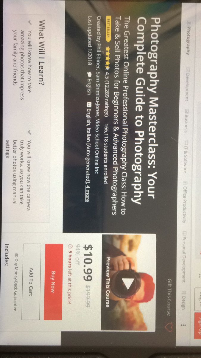 auth2b's tweet photo. @udemy - price says it’s $10.99 for 5 more hours at 1:28pm ET, it’s now 2.5 hours later and it’s more than twice as much. How will you honor the original price? https://t.co/bzt6CBkPTt