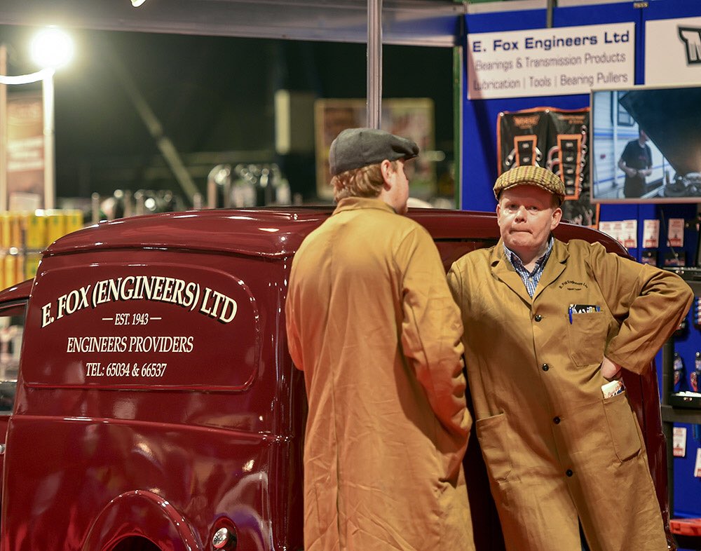 eFoxEngineers's tweet photo. Watch out, Chester’s about! Great pic of our team in thoughtful pose at the @RIACCARSHOW - from @Chesterpics #OpenAllHours https://t.co/rervU3sGzr
