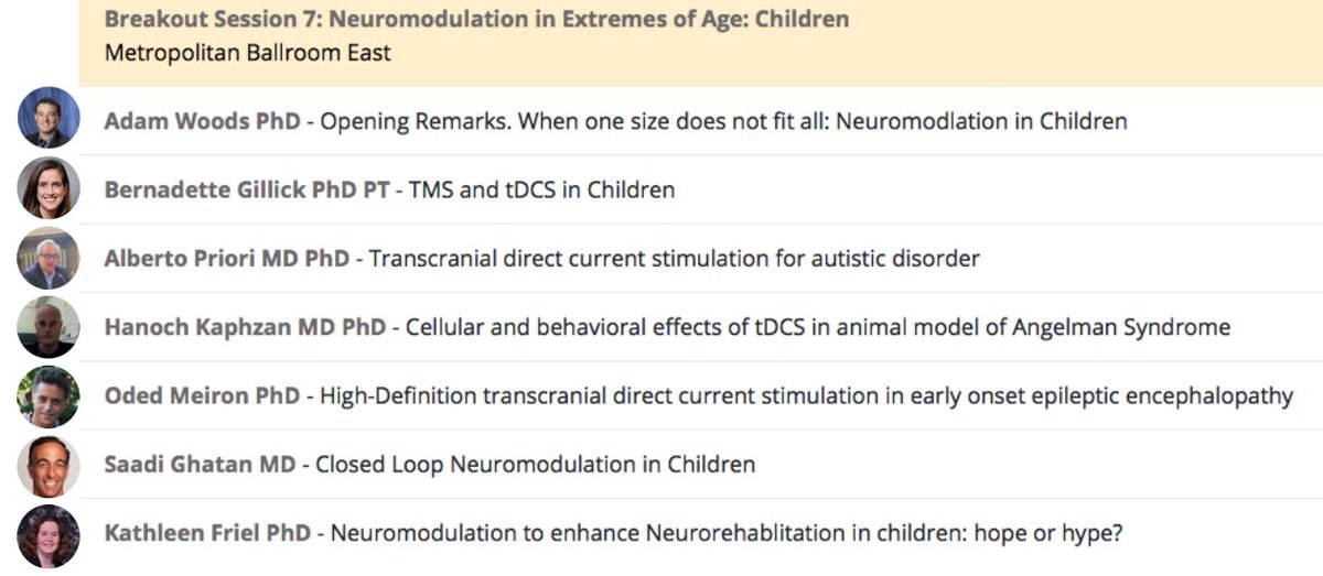 neuromodec's tweet image. 2018 NYC Neuromodulation Conference &amp;amp; NANS Summer #NYCNANS18
Session: Neuromodulation in Extremes of Age: Children, with @adamjwoods, B. Gillick (@UMN_PT), A. Priori, H. Kaphzan, O. Meiron, S. Ghatan (@MountSinaiNYC), K. Friel (@burkerehab) neuromodec.com/nycnans2018/