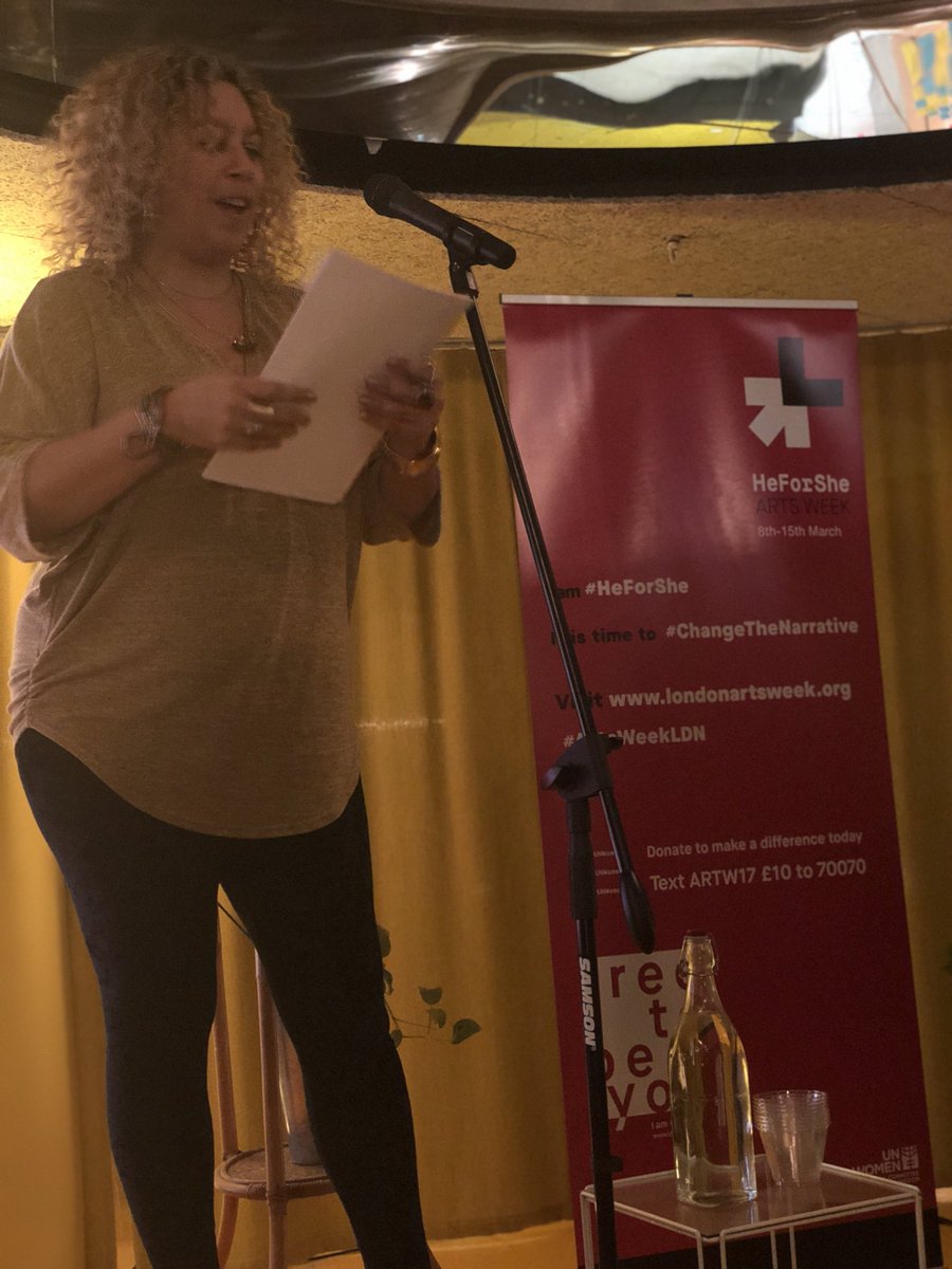 SulaBruce's tweet photo. Wonderful poetry @SHlive @UNWomenUK #HeForShe #ArtsWeekLDN #ChangeTheNarrative Thankyou @salenagodden @conrbyrne @SabrinaMahfouz @SECONDHOME_IO https://t.co/tfLCxV4chW